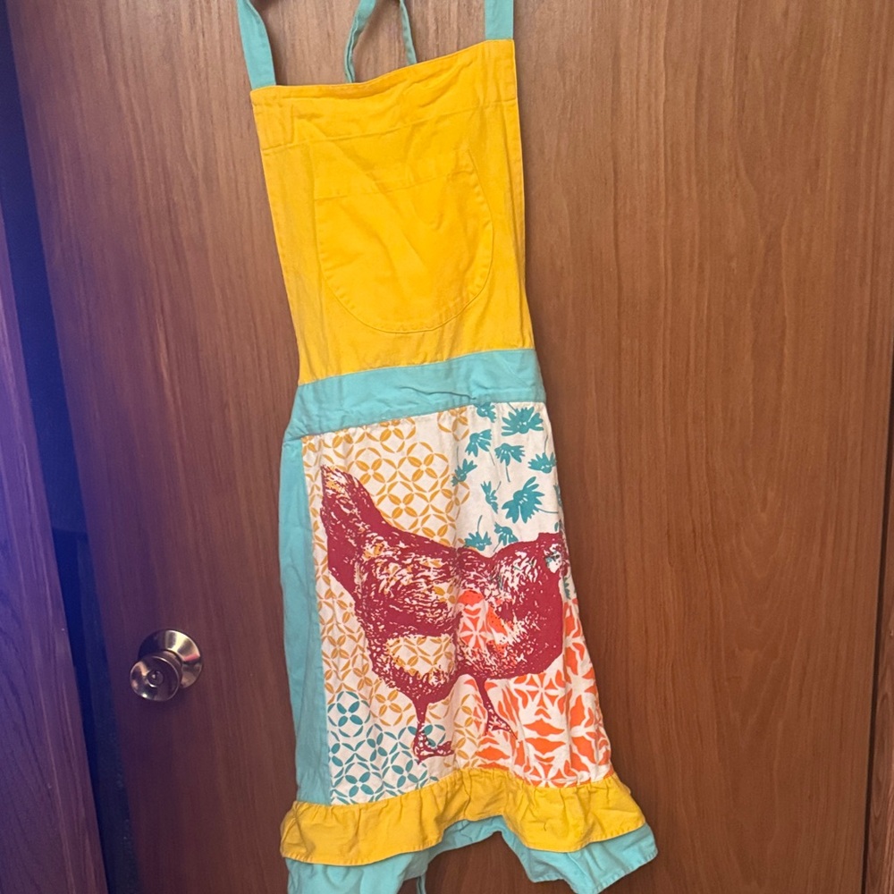 Vibrant Yellow and Blue Chicken Apron